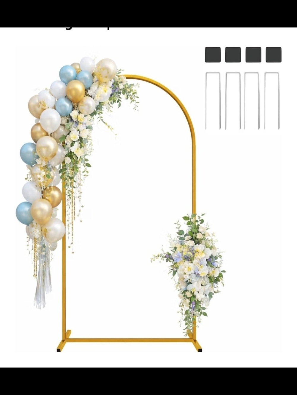 6 Ft. Elegant Gold Arch Backdrop with Black Spandex Cover